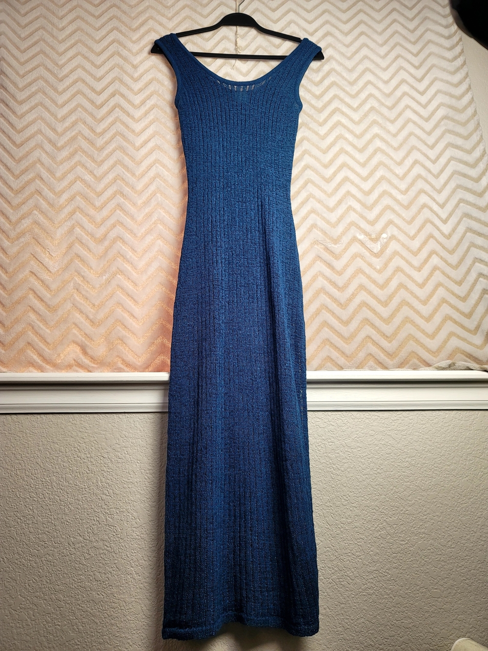 Shade & Shore Ribbed Maxi Dress in Navy Blue